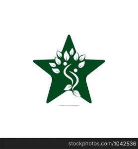 Human life logo icon of abstract people tree vector .Family tree star shape sign and symbol.