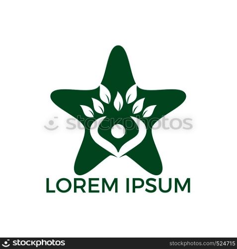 Human life logo icon of abstract people tree vector. Human tree star shape sign and symbol.