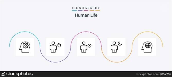 Human Line 5 Icon Pack Including night. human. avatar. body. minus