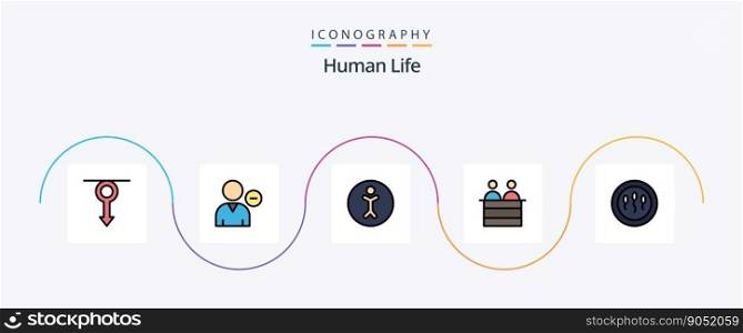 Human Line Filled Flat 5 Icon Pack Including cells. jury. profile. human. person