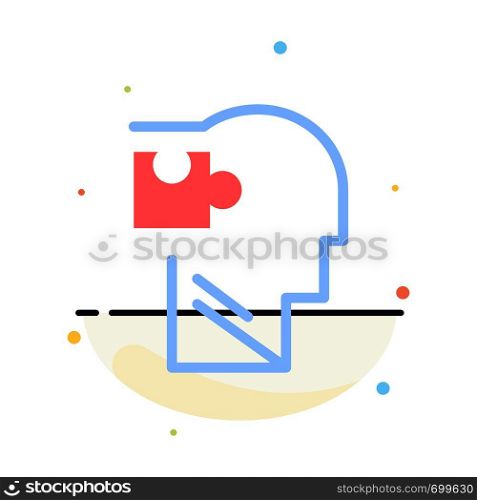 Human, Logical, Mind, Puzzle, Solution Abstract Flat Color Icon Template