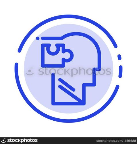 Human, Logical, Mind, Puzzle, Solution Blue Dotted Line Line Icon