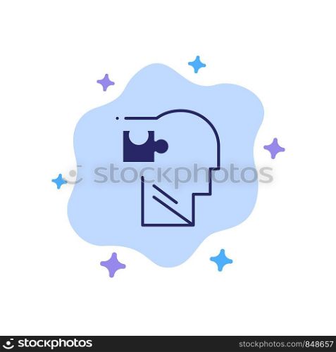 Human, Logical, Mind, Puzzle, Solution Blue Icon on Abstract Cloud Background
