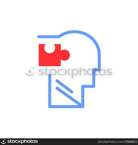 Human, Logical, Mind, Puzzle, Solution Flat Color Icon. Vector icon banner Template