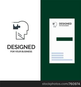 Human, Logical, Mind, Puzzle, Solution Grey Logo Design and Business Card Template