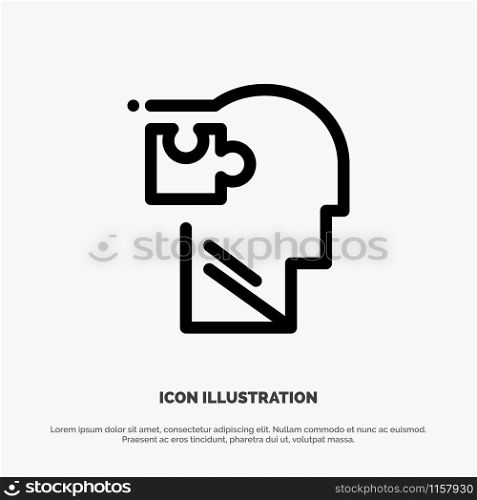 Human, Logical, Mind, Puzzle, Solution Line Icon Vector