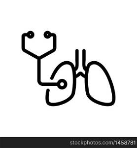 human lung with stethoscope icon vector. human lung with stethoscope sign. isolated contour symbol illustration. human lung with stethoscope icon vector outline illustration