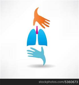 human lungs and hands icon