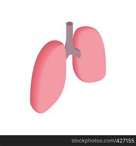 Human lungs isometric 3d icon. Pink symbol on a white background. Human lungs isometric 3d icon