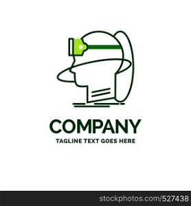 human, man, reality, user, virtual, vr Flat Business Logo template. Creative Green Brand Name Design.