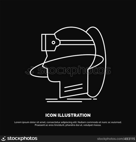 human, man, reality, user, virtual, vr Icon. Line vector symbol for UI and UX, website or mobile application. Vector EPS10 Abstract Template background