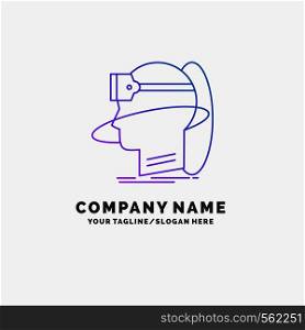 human, man, reality, user, virtual, vr Purple Business Logo Template. Place for Tagline. Vector EPS10 Abstract Template background