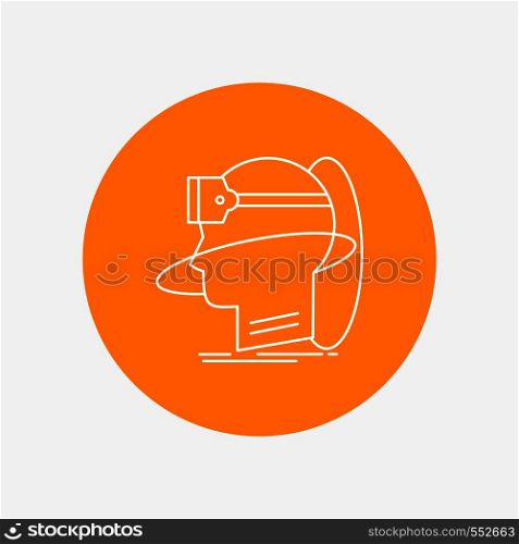 human, man, reality, user, virtual, vr White Line Icon in Circle background. vector icon illustration. Vector EPS10 Abstract Template background