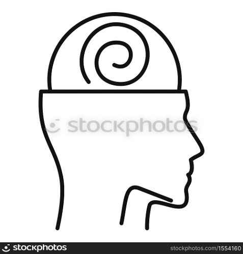 Human mind hypnosis icon. Outline human mind hypnosis vector icon for web design isolated on white background. Human mind hypnosis icon, outline style