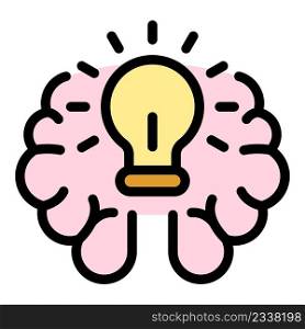 Human mind icon. Outline human mind vector icon color flat isolated. Human mind icon color outline vector