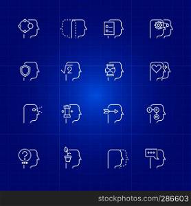 Human mind processes icons set. Human head concept. Vector illustration. Human mind processes icons set