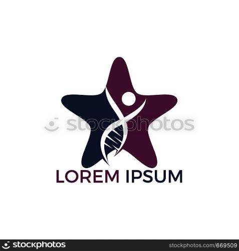 Human nature DNA and genetic star shape logo design. Genetic analysis, research biotech code DNA. Biotechnology genome chromosome.