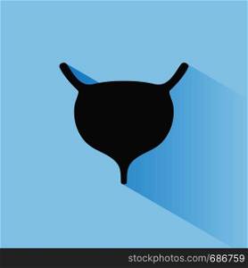 Human organ. Bladder icon with shade on blue background. Vector illustration
