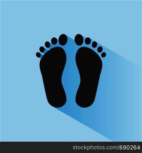 Human organ. Feet icon with shade on blue background. Vector illustration