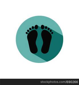 Human organ. Feet icon with shade on green circle. Vector illustration