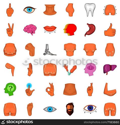 Human organ icons set. Cartoon style of 36 human organ vector icons for web isolated on white background. Human organ icons set, cartoon style