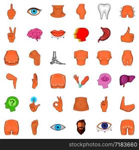 Human organ icons set. Cartoon style of 36 human organ vector icons for web isolated on white background. Human organ icons set, cartoon style