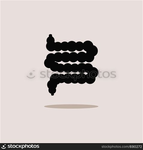 Human organ. Intestine icon with shadow on beige background. Vector illustration