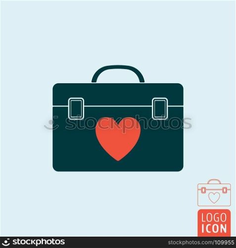 Human organ transplantation box icon. Transplant case symbol. Vector illustration.. Transplant human organ box icon