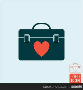 Human organ transplantation box icon. Transplant case symbol. Vector illustration.. Transplant human organ box icon