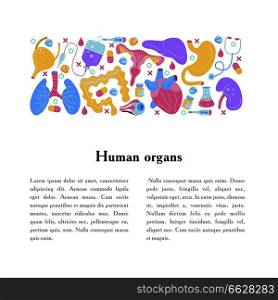 Human organs for surgeries and transplantation. Medicine hand drawn icons. Vector illustration made in cartoon style, colourful design.. Medicine hand drawn icons. Human organs for surgeries and transplantation.  Vector illustration made in cartoon style.