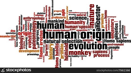 Human origin word cloud concept. Vector illustration