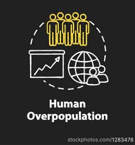 Human overpopulation chalk RGB color concept icon. Birth rate increase. International population. Ecological footprint. Society idea. Vector isolated chalkboard illustration on black background