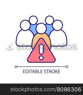Human overpopulation RGB color icon. Population growth. Vulnerable people. Discrimination group. Crowded place. Social issue. Isolated vector illustration. Simple filled line drawing. Editable stroke. Human overpopulation RGB color icon