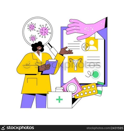 Human papillomavirus HPV abstract concept vector illustration. HPV infection development, skin-to-skin viral infection, human papillomavirus, cervical cancer early diagnostics abstract metaphor.. Human papillomavirus HPV abstract concept vector illustration.