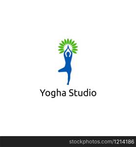 Human posing yoga illustration. Yoga logo design