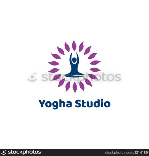 Human posing yoga illustration. Yoga logo design