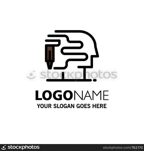 Human, Printing, Big Think Business Logo Template. Flat Color