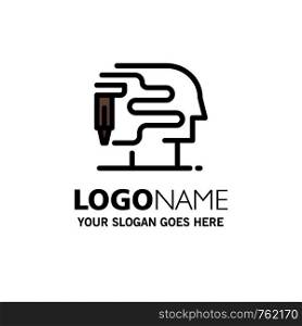 Human, Printing, Big Think Business Logo Template. Flat Color
