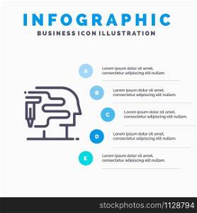 Human, Printing, Big Think Line icon with 5 steps presentation infographics Background