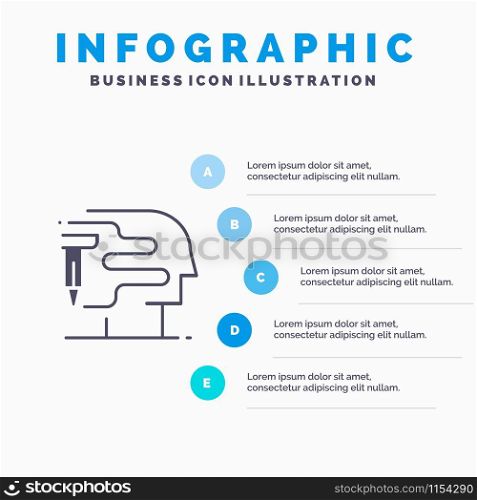 Human, Printing, Big Think Solid Icon Infographics 5 Steps Presentation Background