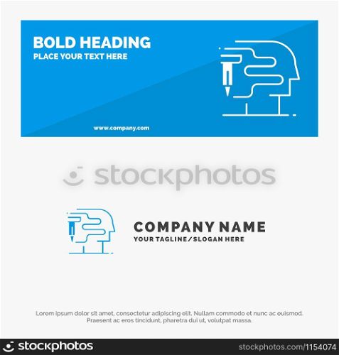 Human, Printing, Big Think SOlid Icon Website Banner and Business Logo Template