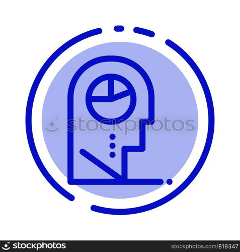 Human, Profile, Man, Hat Blue Dotted Line Line Icon