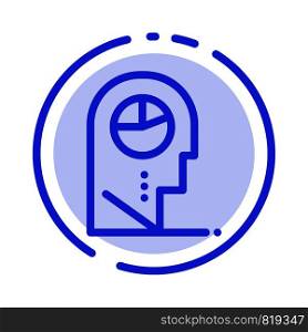 Human, Profile, Man, Hat Blue Dotted Line Line Icon
