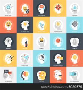Human Psychology Icons. Modern flat vector illustration of human psychology icon design concept. Icon for mobile and web graphics. Flat symbol, logo creative concept. Simple and clean flat pictogram