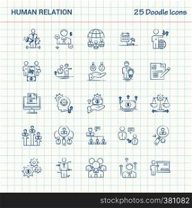 Human Relation 25 Doodle Icons. Hand Drawn Business Icon set