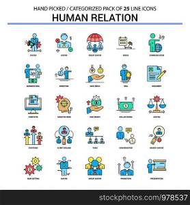 Human Relation Flat Line Icon Set - Business Concept Icons Design