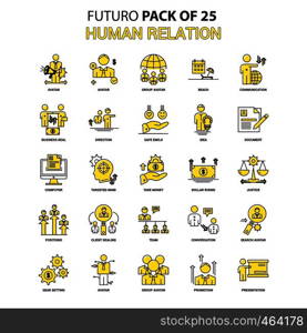 Human Relation Icon Set. Yellow Futuro Latest Design icon Pack