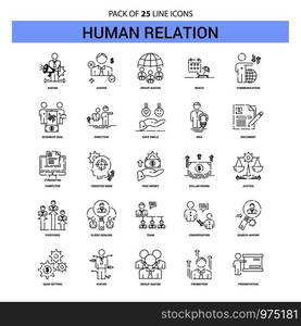 Human Relation Line Icon Set - 25 Dashed Outline Style