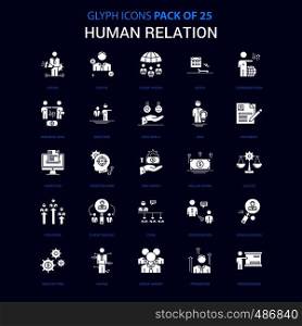 Human Relation White icon over Blue background. 25 Icon Pack