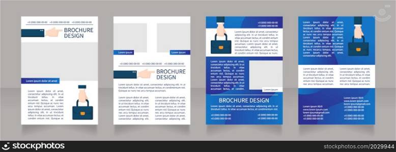 Human resource department guide blank brochure layout design. Vertical poster template set with empty copy space for text. Premade corporate reports collection. Editable flyer 4 paper pages. Human resource department guide blank brochure layout design
